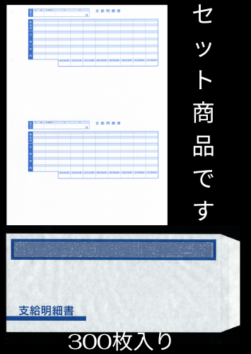 OBC KWP-1S対応 支給明細書 封筒パック 給与明細ドットコムオリジナル 300枚セット（BH6202-300＋BHFT-1S）BHKWP-1S