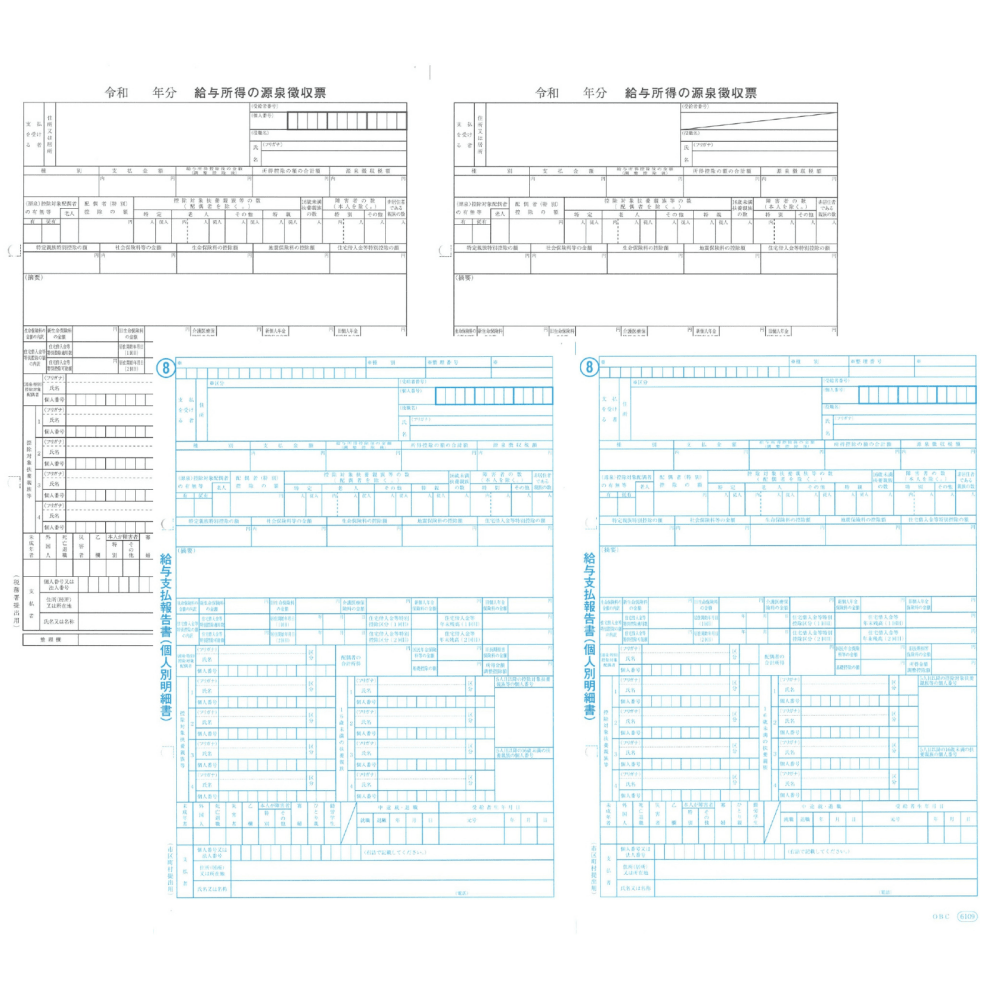 OBC 6109-A25 令和7年 給与奉行 源泉徴収票 単票 100名セット